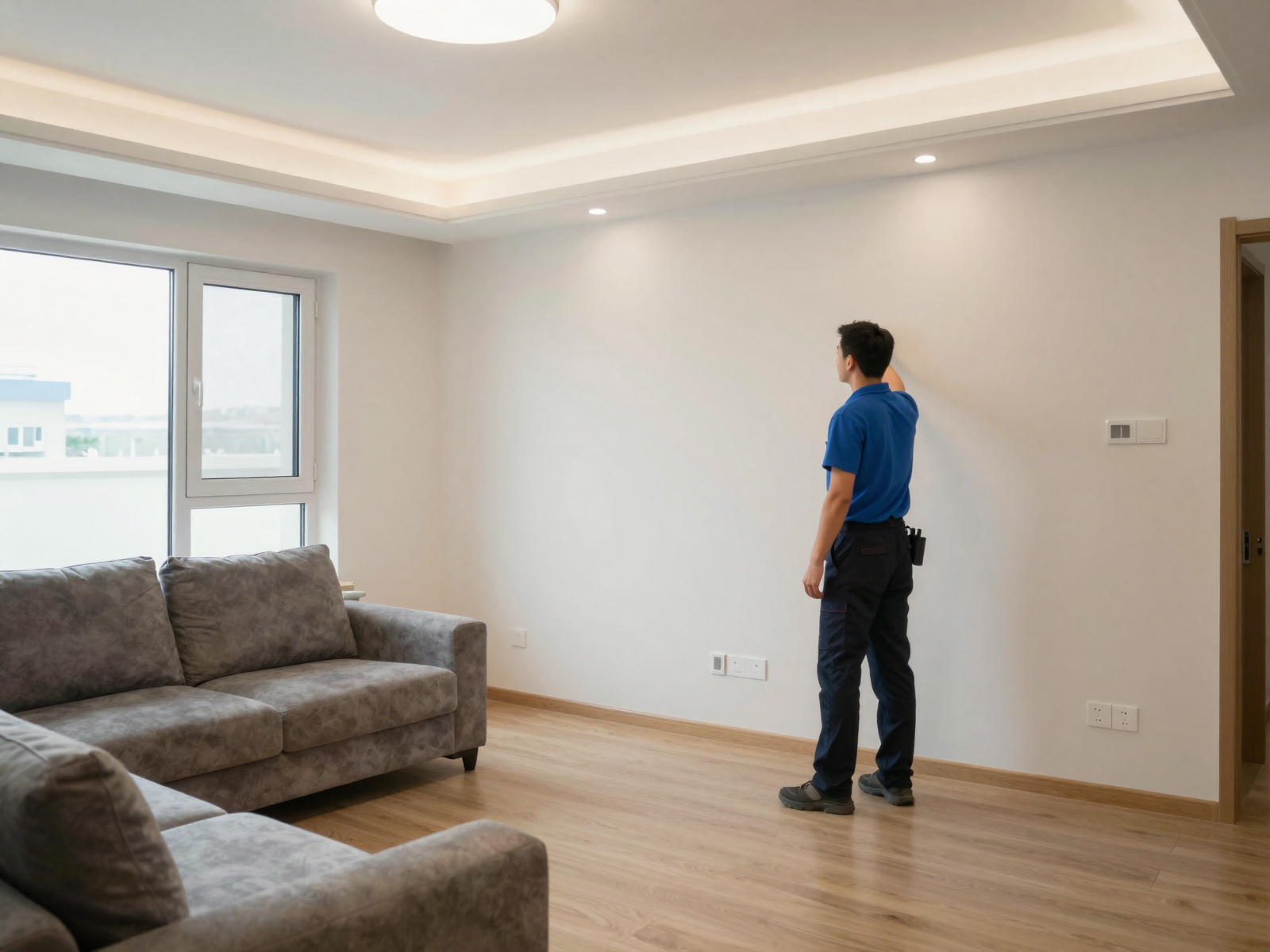 Professional LED lighting installation in residential living room